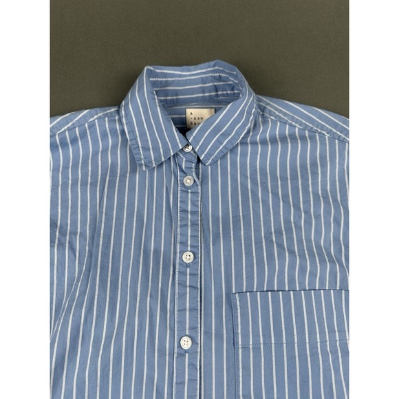 A New Day Blue Long Sleeve Button Front Women's Small Casual Dress Shirt - Picture 2 of 11